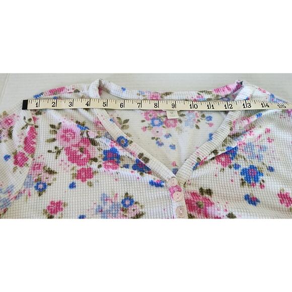 Intimate Essentials Super Soft Floral Print Long Sleeve V neck Loungewear W Med - Picture 4 of 11